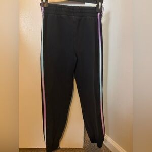 adidas Kids Black Joggers with Colorful Side Stripes